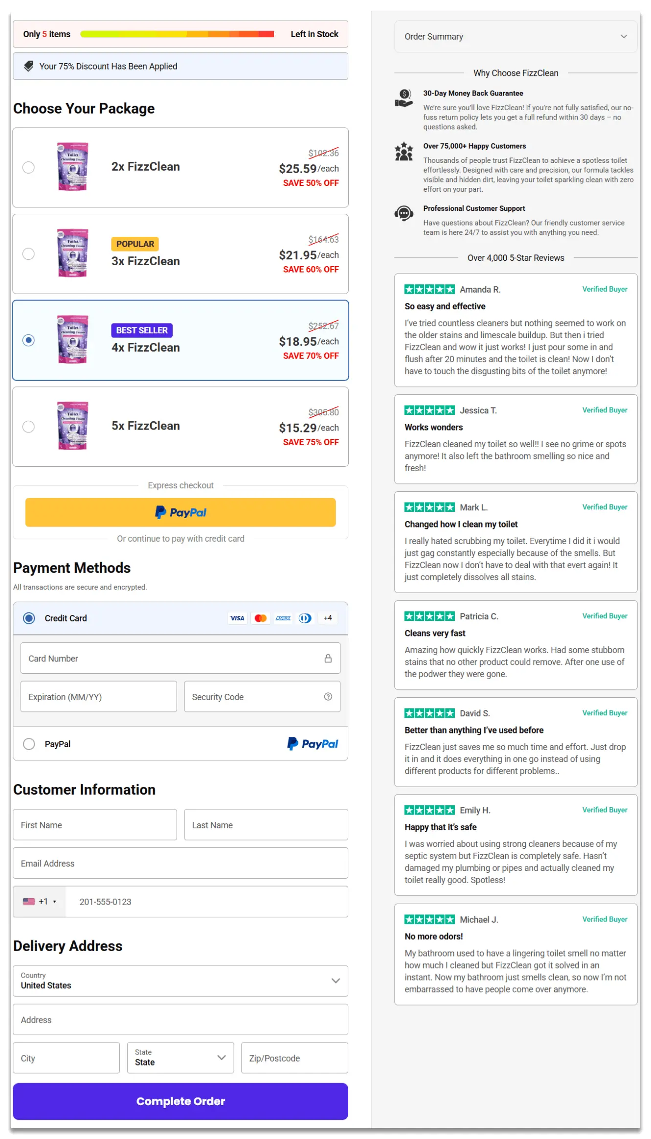 Fizzclean Secure Checkout Page